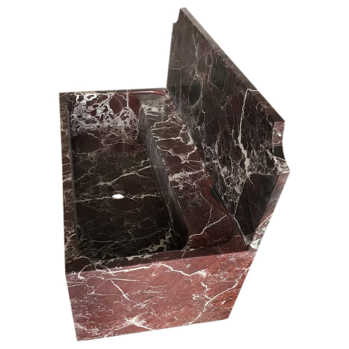 Rosso Levanto Marble Wall-mount Bathroom Sink with 11" Backsplash NTRVS165