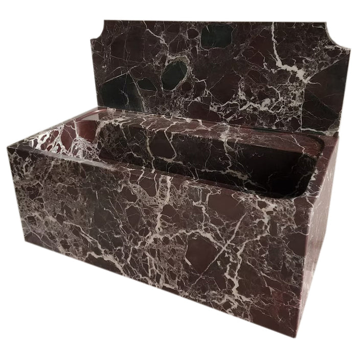 Rosso Levanto Marble Wall-mount Bathroom Sink with 11" Backsplash NTRVS165