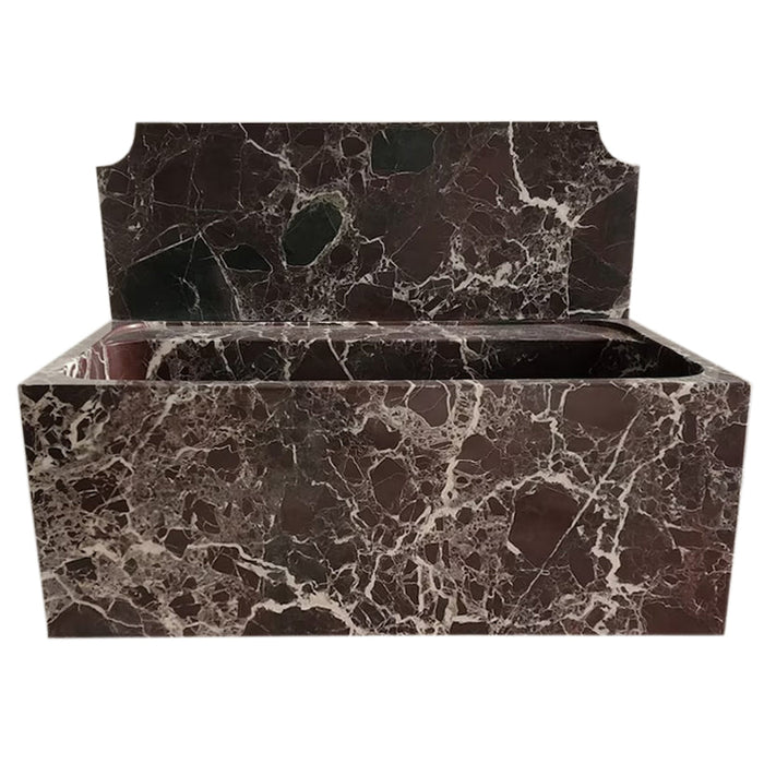 Rosso Levanto Marble Wall-mount Bathroom Sink with 11" Backsplash NTRVS165