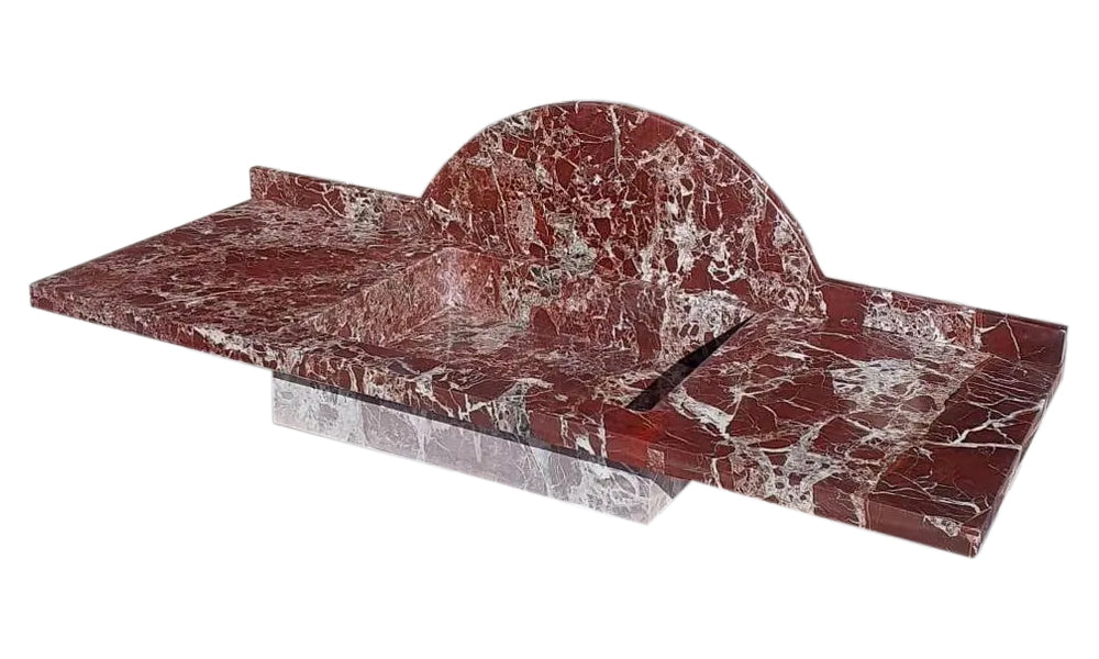 Rosso Levanto Red Marble Rectangular Wall-Mount Sink 52 inches