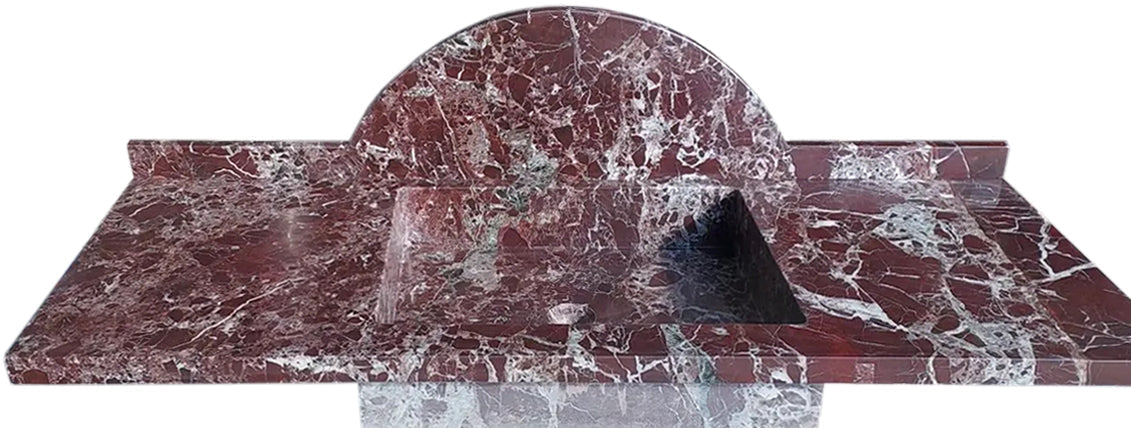 Rosso Levanto Red Marble Rectangular Wall-Mount Sink 52 inches
