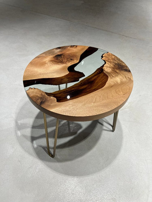 Round Side - End - Accent Table with Straight Edge | Voronoi