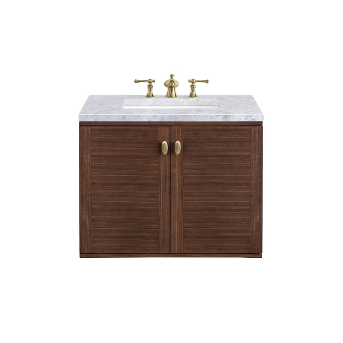 James Martin Amberly 30" Dual Mount Single Bathroom Vanity, Mid-Century Walnut