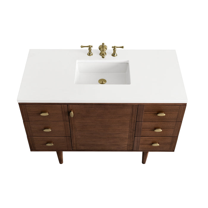 James Martin Amberly 48" Dual Mount Single Bathroom Vanity, Mid-Century Walnut
