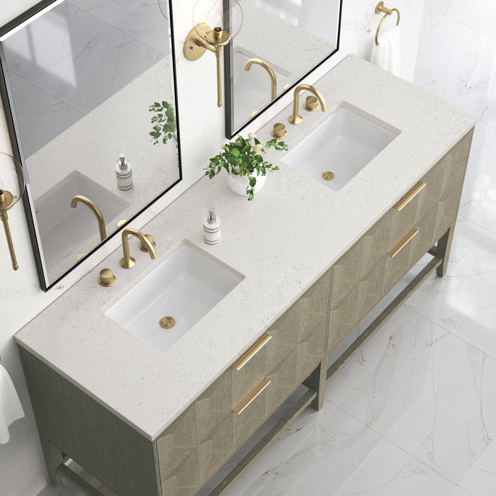 James Martin Emmeline 72" Double Bathroom Vanity, Pebble Oak