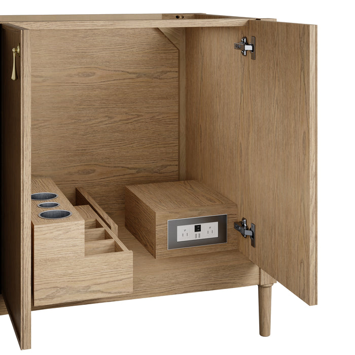 James Martin Kinnsden 72" Double Bathroom Vanity, Weathered Oak