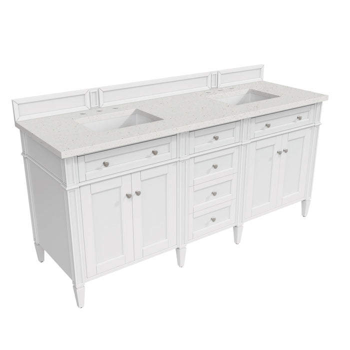James Martin Brittany 72" Double Bathroom Vanity, Bright White