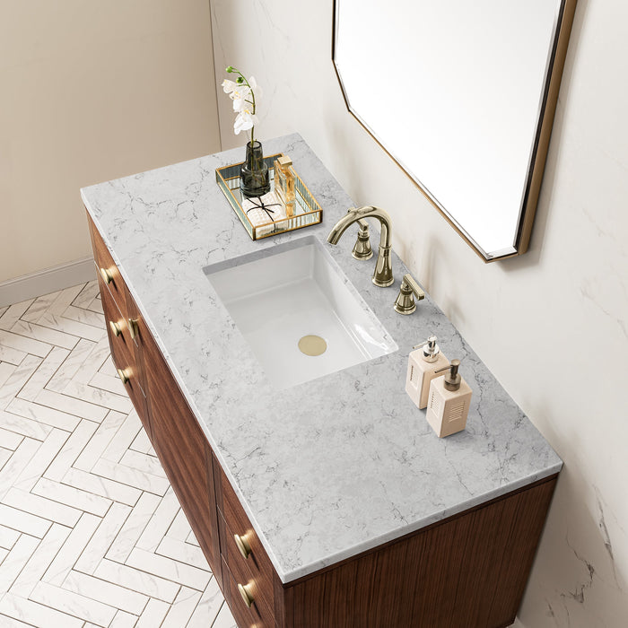 James Martin Amberly 48" Dual Mount Single Bathroom Vanity, Mid-Century Walnut