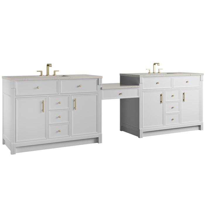 James Martin Bellshire 120" Double Bathroom Vanity, Bright White