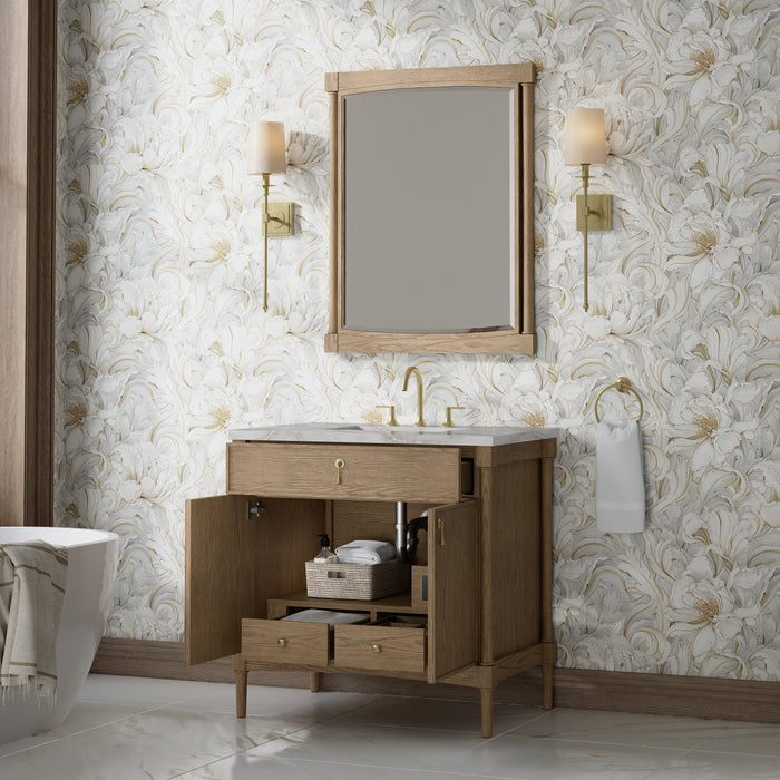 James Martin Kinnsden 36" Single Bathroom Vanity, Weathered Oak