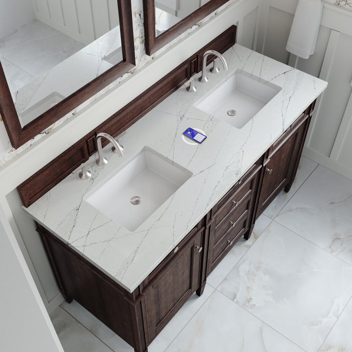 James Martin Brittany 60" Double Bathroom Vanity, Burnished Mahogany