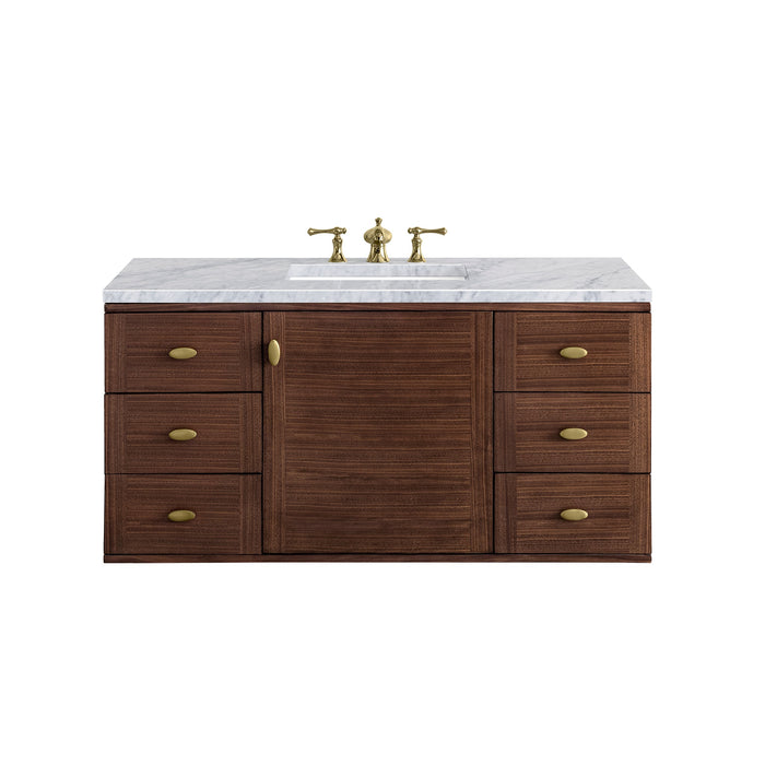 James Martin Amberly 48" Dual Mount Single Bathroom Vanity, Mid-Century Walnut