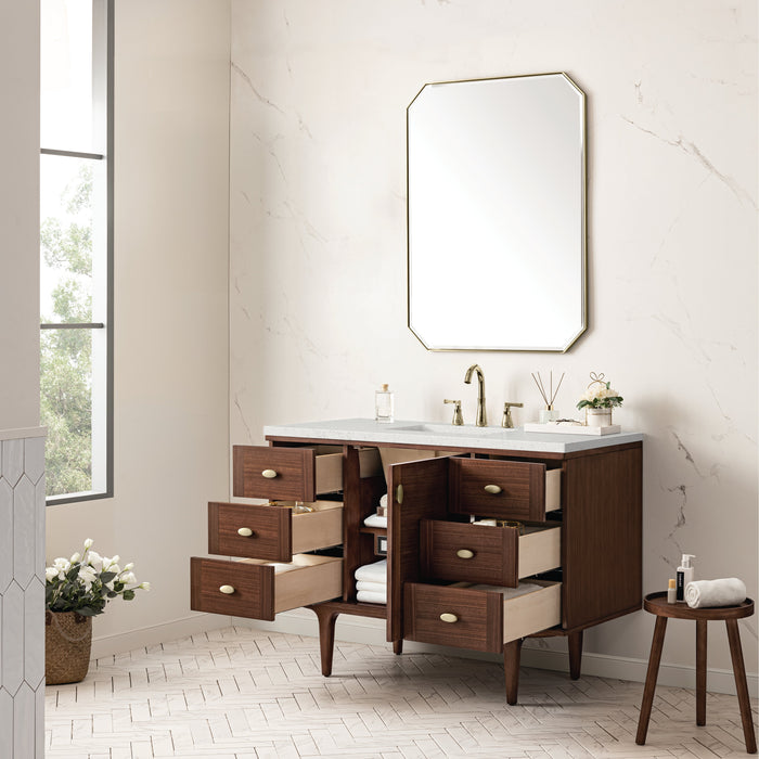 James Martin Amberly 48" Dual Mount Single Bathroom Vanity, Mid-Century Walnut