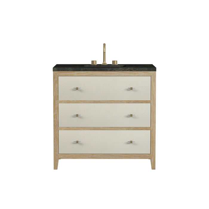 James Martin Celeste 36" Single Bathroom Vanity, Sunwashed Oak with Embossed Shagreen Drawer Fronts
