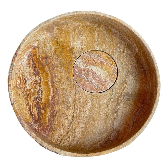 scabos gold travertine round vessel sink