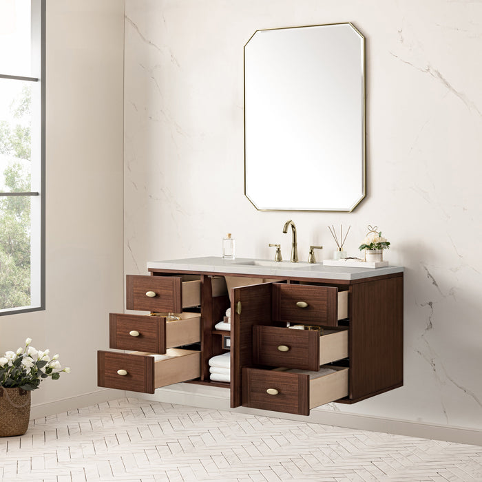 James Martin Amberly 48" Dual Mount Single Bathroom Vanity, Mid-Century Walnut
