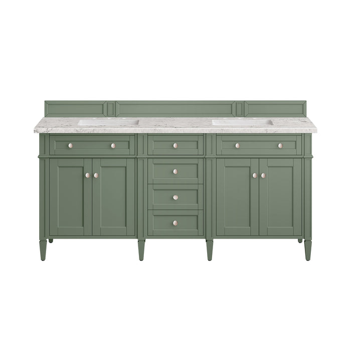 James Martin Brittany 72" Double Bathroom Vanity, Smokey Celadon