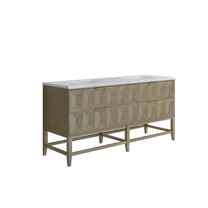 James Martin Emmeline 72" Double Bathroom Vanity, Pebble Oak