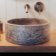 Silver Travertine Vessel Sink - Polished Natural Stone 16 x 5