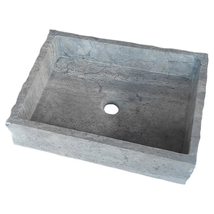 Silver Travertine Wall-mount Bathroom Sink - Split-face 16x20x5