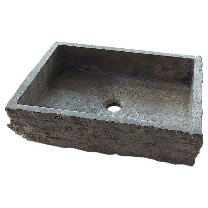 Silver Travertine Wall-mount Bathroom Sink - Split-face 16x20x5