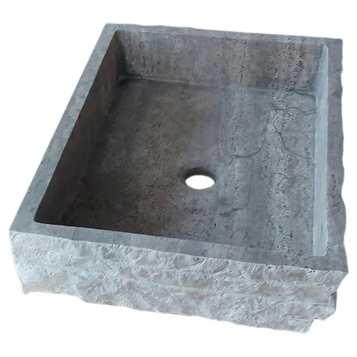 Silver Travertine Wall-mount Bathroom Sink - Split-face 16x20x5