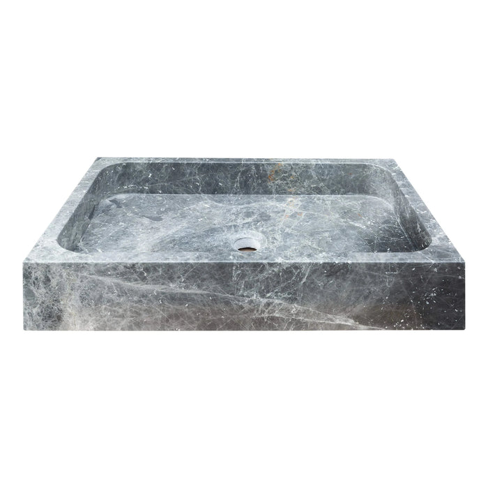 Gray Marble Rectangular Vessel Above Vanity Bathroom Sink 15x24 Polished