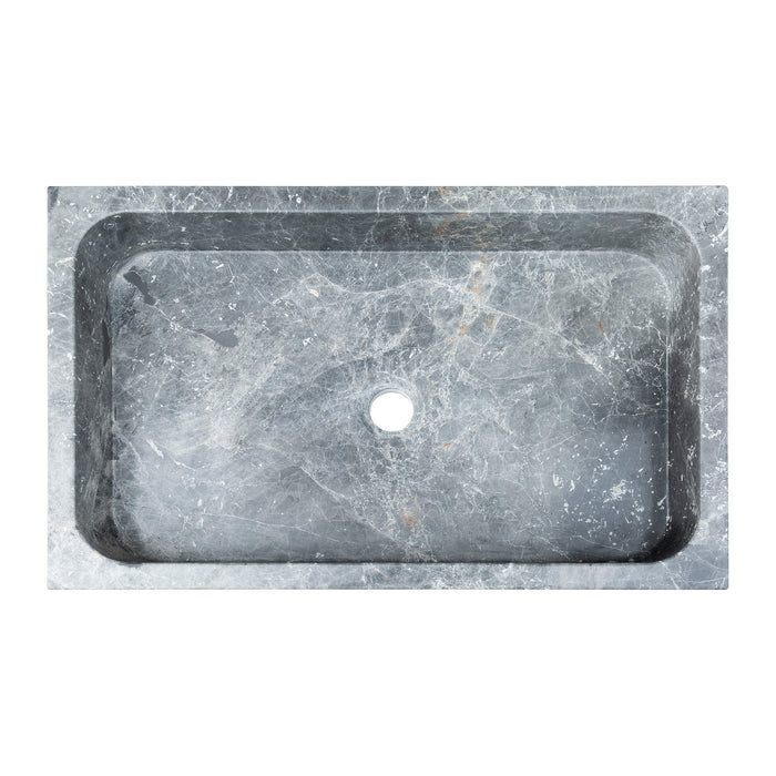 Gray Marble Rectangular Vessel Above Vanity Bathroom Sink 15x24 Polished