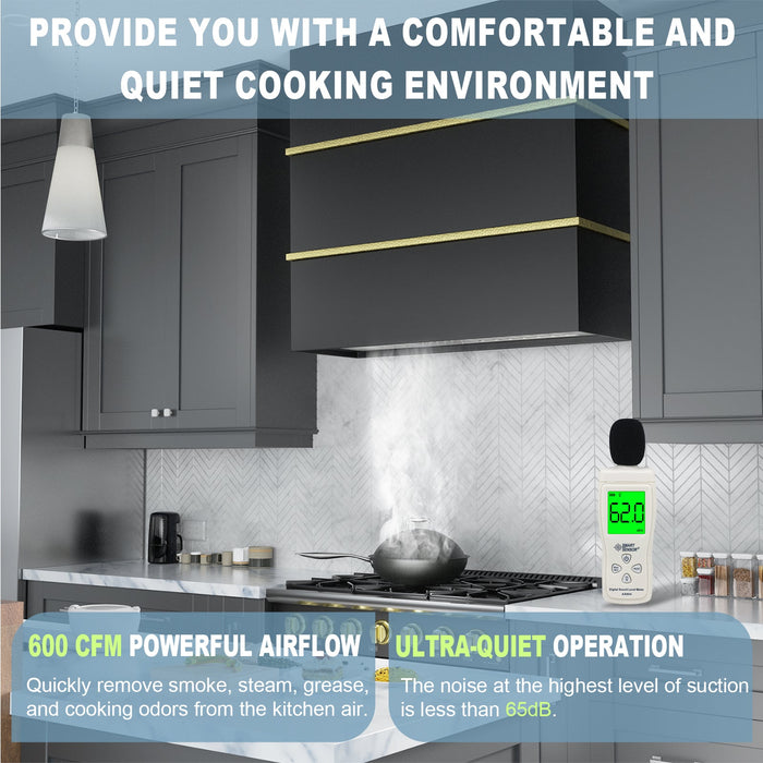 Akicon 30" Stainless Steel Wall Mount Range Hood with 600 CFM Vent Hood — AK-HS30HC-JBG-48