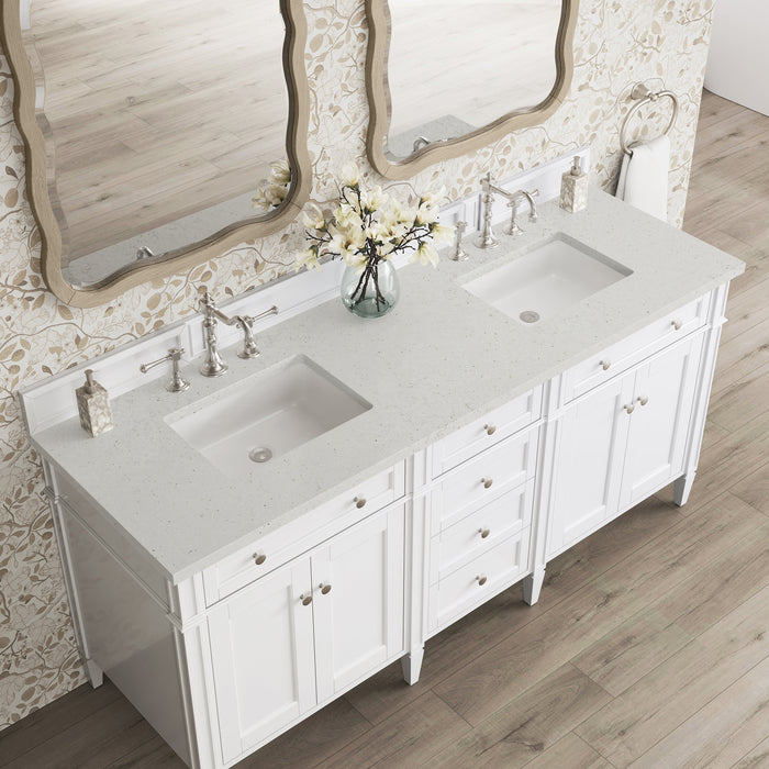 James Martin Brittany 72" Double Bathroom Vanity, Bright White