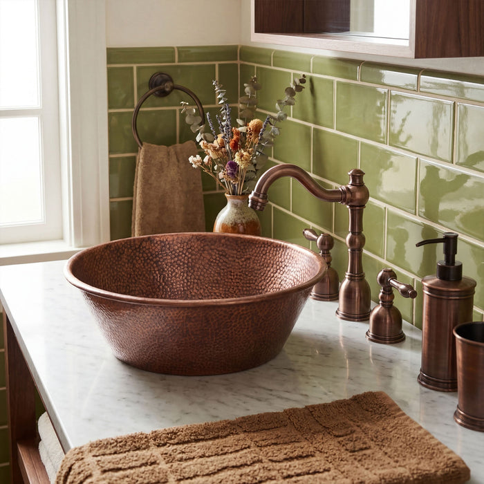Akicon Custom Copper Vessel Sink Handmade Bathroom Basin — AKS214-C