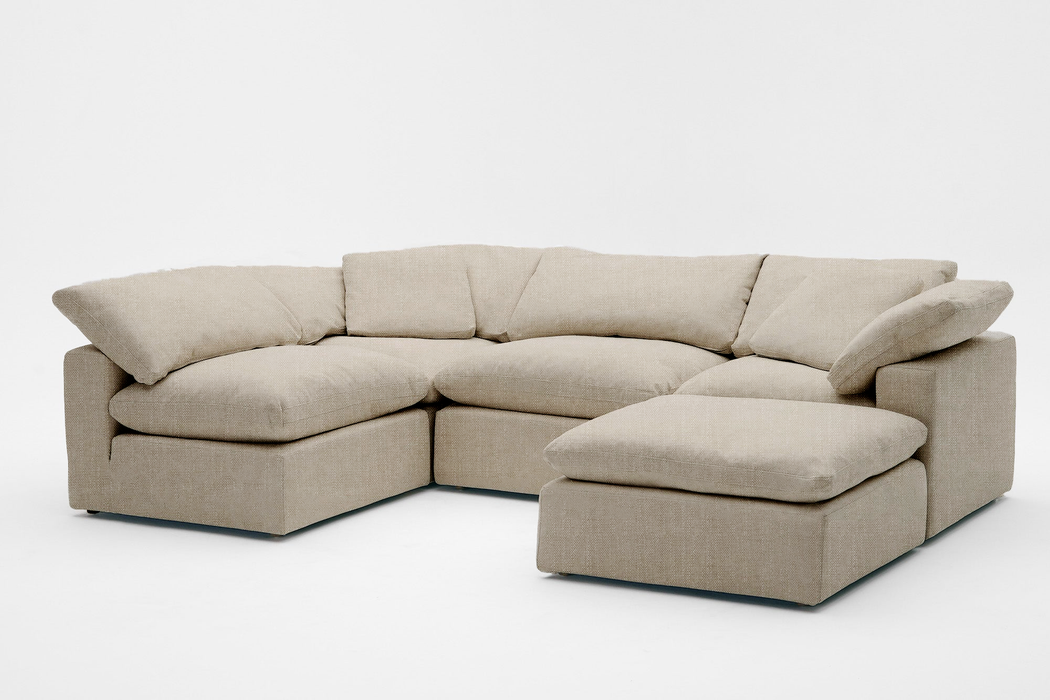 5-Cube Modular U-Sofa Armless & Ottoman Chaise