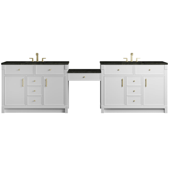 James Martin Bellshire 120" Double Bathroom Vanity, Bright White