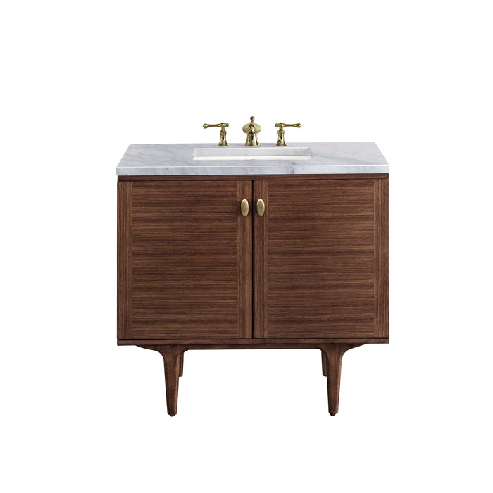 James Martin Amberly 36" Dual Mount Single Bathroom Vanity, Mid-Century Walnut