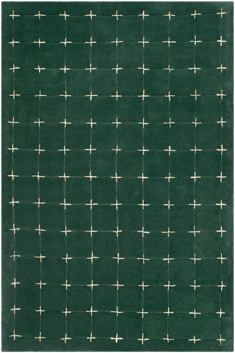 Sanvi Green Tufted Wool Area Rug