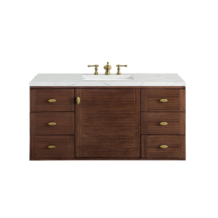 James Martin Amberly 48" Dual Mount Single Bathroom Vanity, Mid-Century Walnut