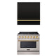 Akicon 36" Stainless Steel Range Hood with 600 CFM Insert & 6-Burner Gas Range Combo – Powerful Ventilation, Convection Oven, Multiple Finishes — AK-HS36HA-JBN & AK-JK36A1-SS