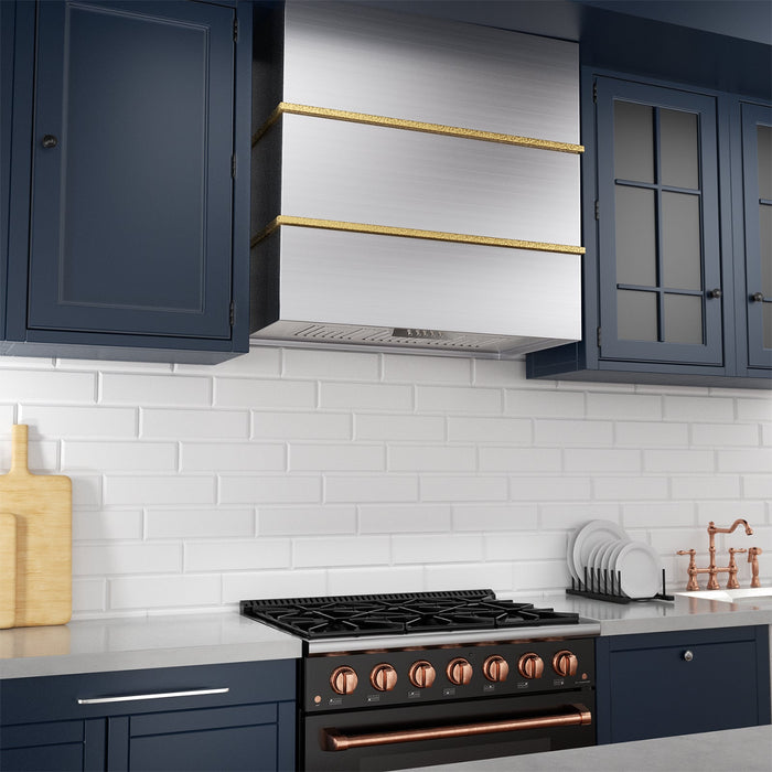 Akicon 30" Stainless Steel Wall Mount Range Hood with 600 CFM Vent Hood — AK-HS30HC-BSG-48