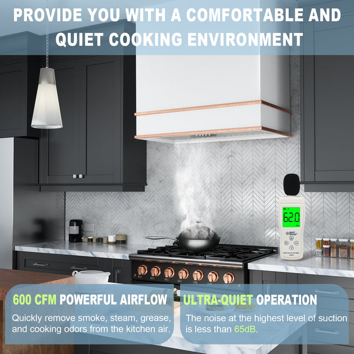 Akicon 36" Stainless Steel Wall Mount Range Hood with 600 CFM Vent Hood - AK-HS36HB-SW
