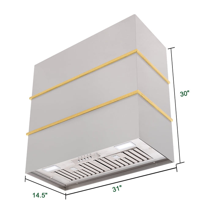 Akicon 30" Stainless Steel Wall Mount Range Hood with 600 CFM Vent Hood — AK-HS30HC-BSG-48