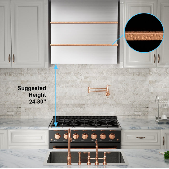 Akicon 30" Stainless Steel Wall Mount Range Hood with 600 CFM Vent Hood — AK-HS30HC-BSC-48