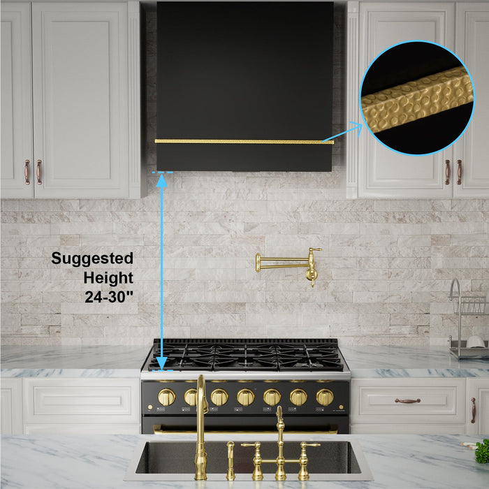 Akicon 30" Stainless Steel Wall Mount Range Hood with 600 CFM Vent Hood — AK-HS30HA-JBG-48