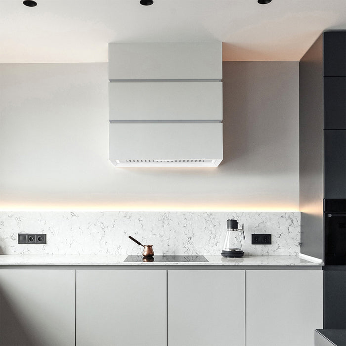 Akicon 30" Stainless Steel Wall Mount Range Hood, 3 Stacks Kitchen Hood with 600 CFM Vent Motor — AK-HS30L-SW