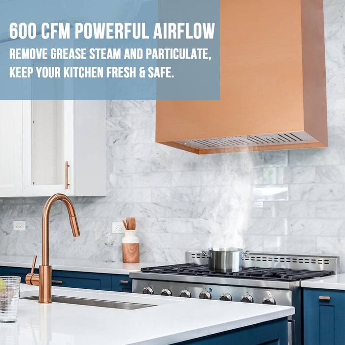 Akicon 30" Stainless Steel Wall Mount Range Hood Modern Box with 600 CFM Vent Hood — AK-HS30H-JB