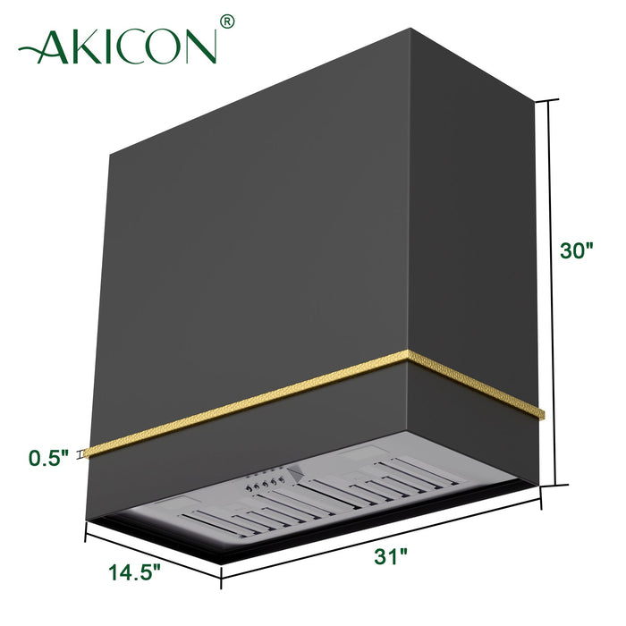 Akicon 30" Stainless Steel Wall Mount Range Hood with 600 CFM Vent Hood — AK-HS30HA-JBG-48