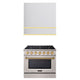 Akicon 36" Stainless Steel Range Hood with 600 CFM Insert & 6-Burner Gas Range Combo – Powerful Ventilation, Convection Oven, Multiple Finishes — AK-HS36HB-BSG & AK-JK36A1-SS