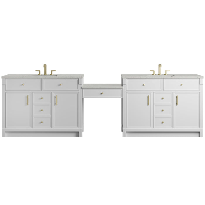 James Martin Bellshire 120" Double Bathroom Vanity, Bright White