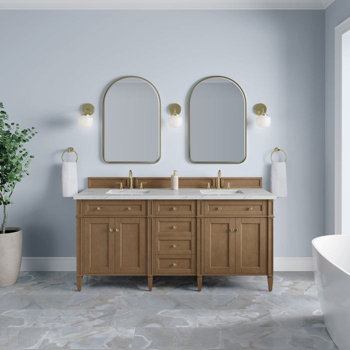 James Martin Brittany 72" Double Bathroom Vanity, Pecan