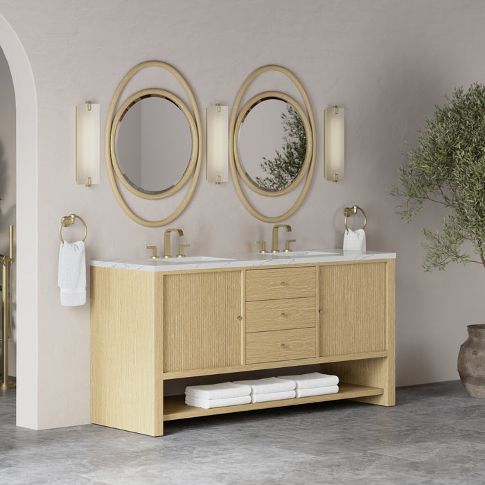 James Martin Marigot 72" Double Bathroom Vanity, Sunwashed Oak