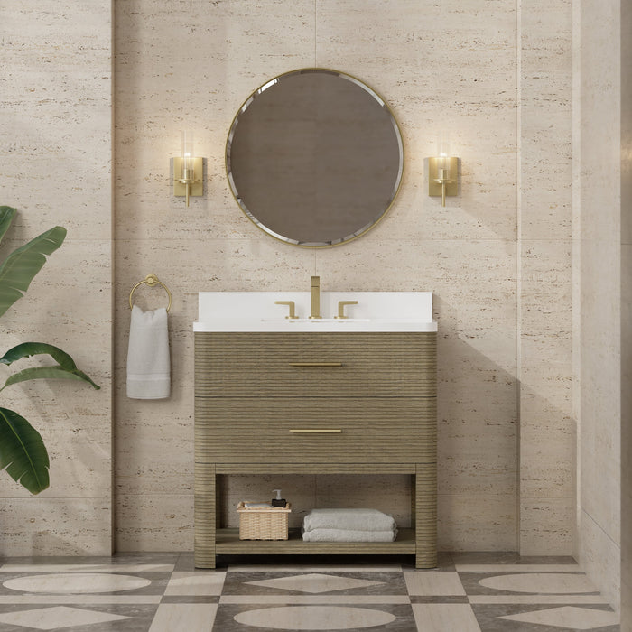 James Martin Lucian 36" Single Bathroom Vanity, Pebble Oak